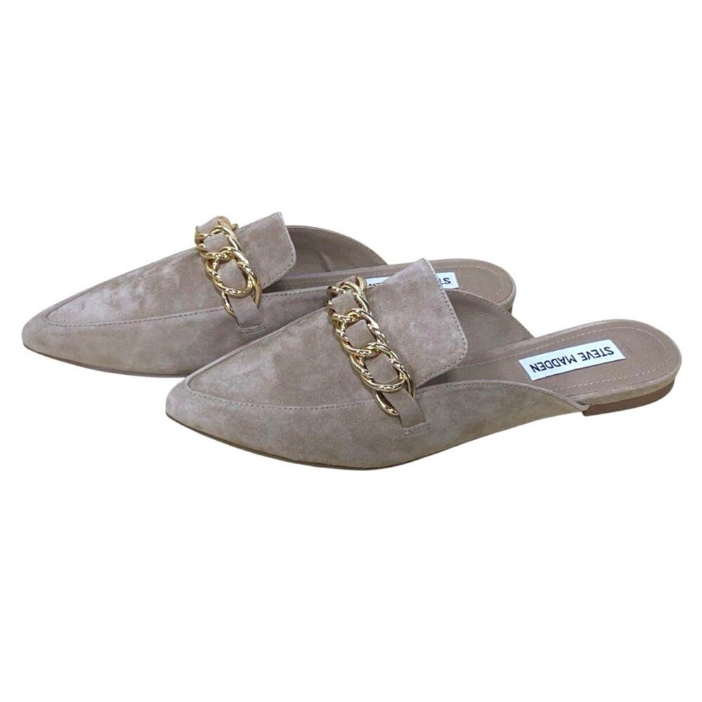Steve Madden Faine Suede Chain Detail Mules Flats 7.5M - Picture 7 of 8